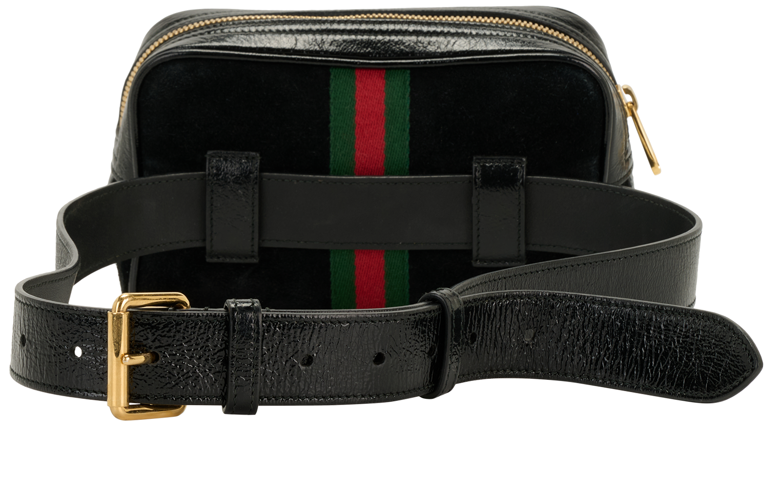 GG Web Belt Bag, &pound;295, Handbags, Black, Suede, Back view